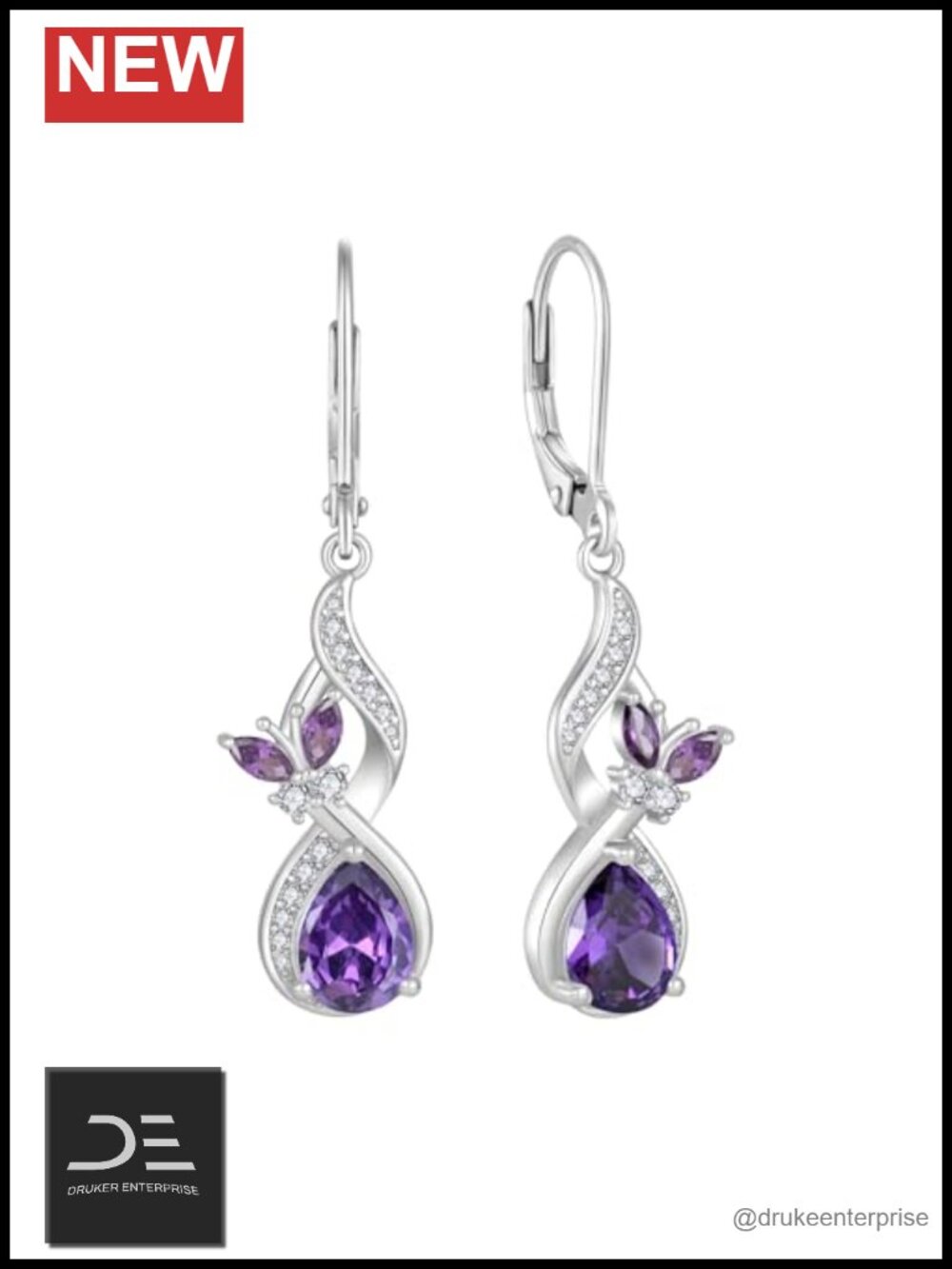 925 Sterling Silver Infinity Butterfly Leverback Earrings for Women